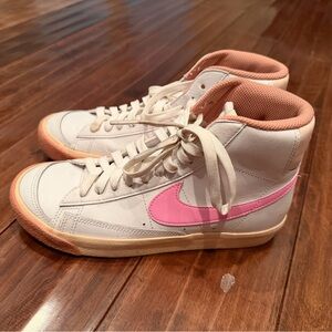 Nike Pink and Cream High-Top Sneakers